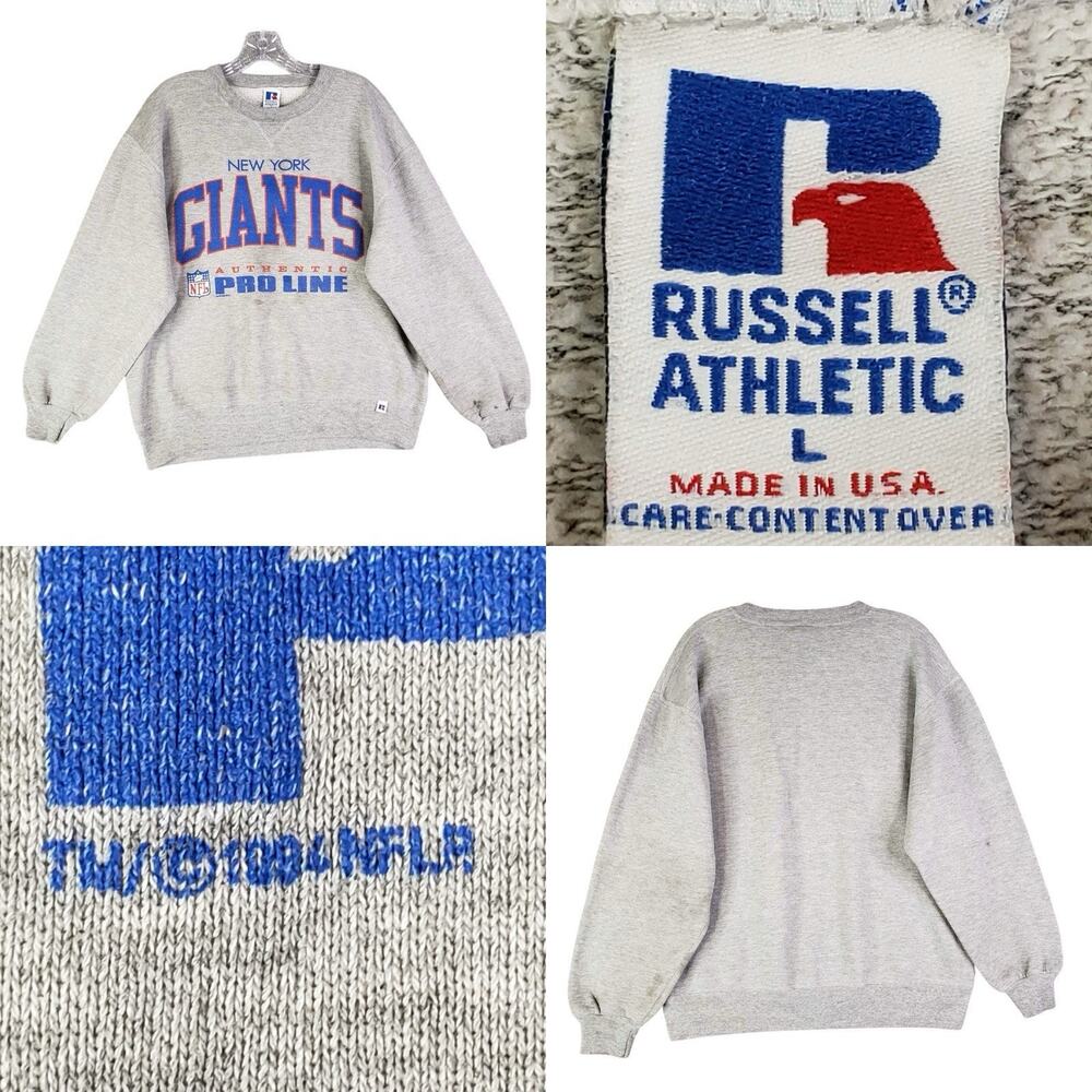 Vintage 90s Russell Athletic New York Giants Football Sweatshirt Size Large Pro